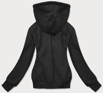 Rozpinana cienka bluza damska z kapturem czarna (W08-3)
