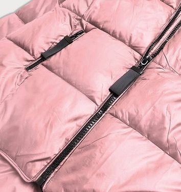 Asymetryczna kurtka damska zimowa różowa (8953-r)