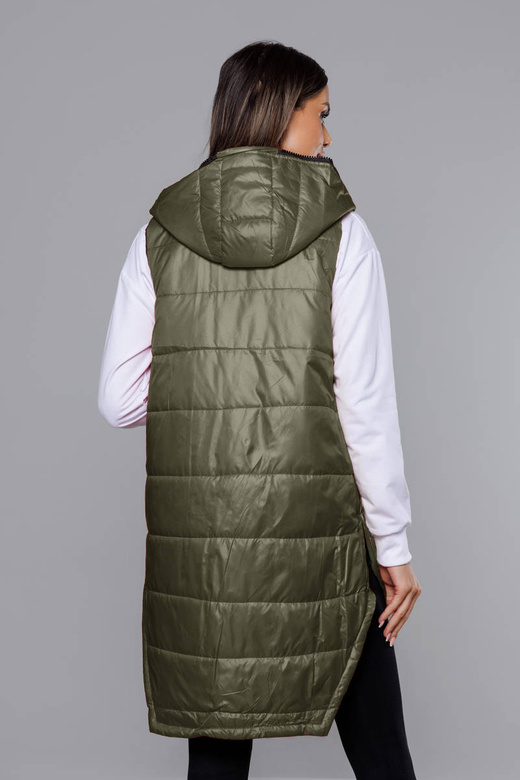 Kamizelka z geometrycznym dołem khaki (B0122-11)