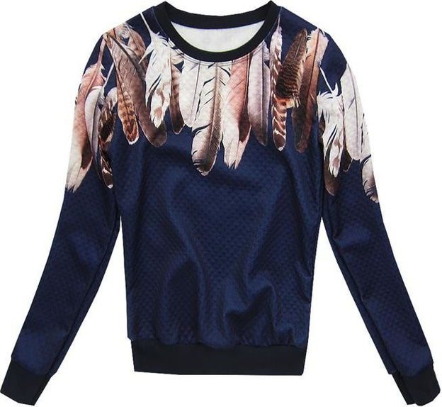 PIKOWANA BLUZA Z PIÓRAMI GRANATOWA (ELSA)