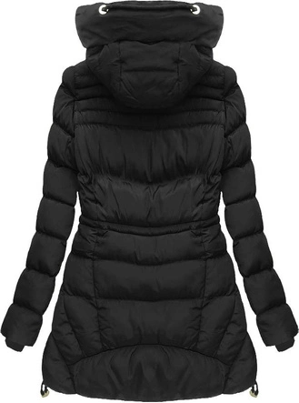 PIKOWANA KURTKA Z KAPTUREM CZARNA (W809)