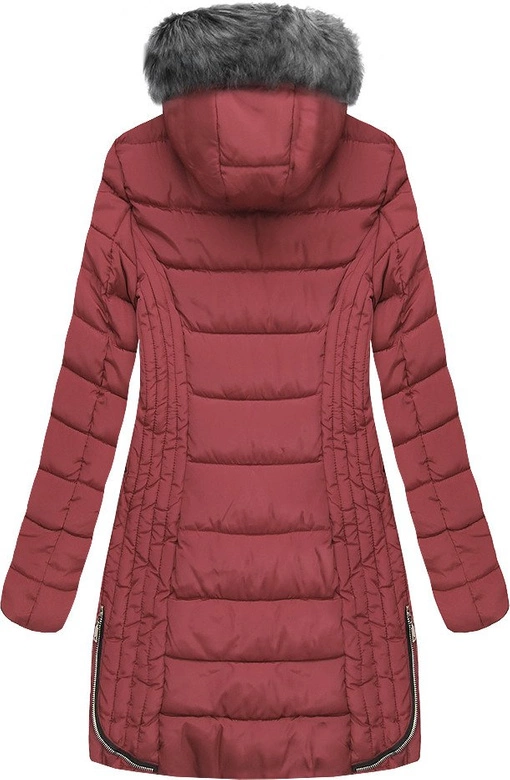 PIKOWANA DAMSKA KURTKA ZIMOWA Z KAPTUREM RÓŻOWA (B2632-30)