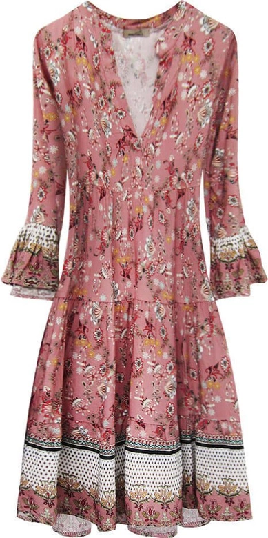 SUKIENKA BOHO W KOLOROWE KWIATKI RÓŻOWA (574/2ART)