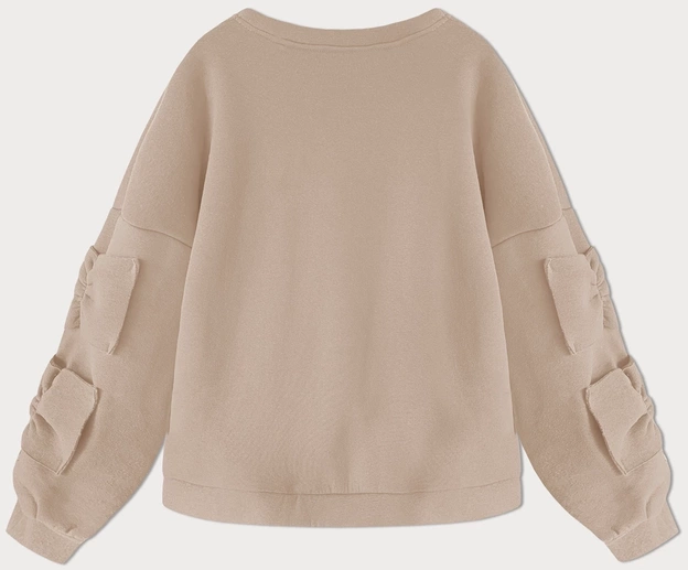 Ciepła bluza damska z kokardkami beżowa (23999)