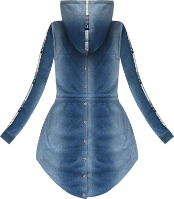 BLUZA Z HAFTAMI I NAPISAMI NIEBIESKA 1/1 (J63BS)