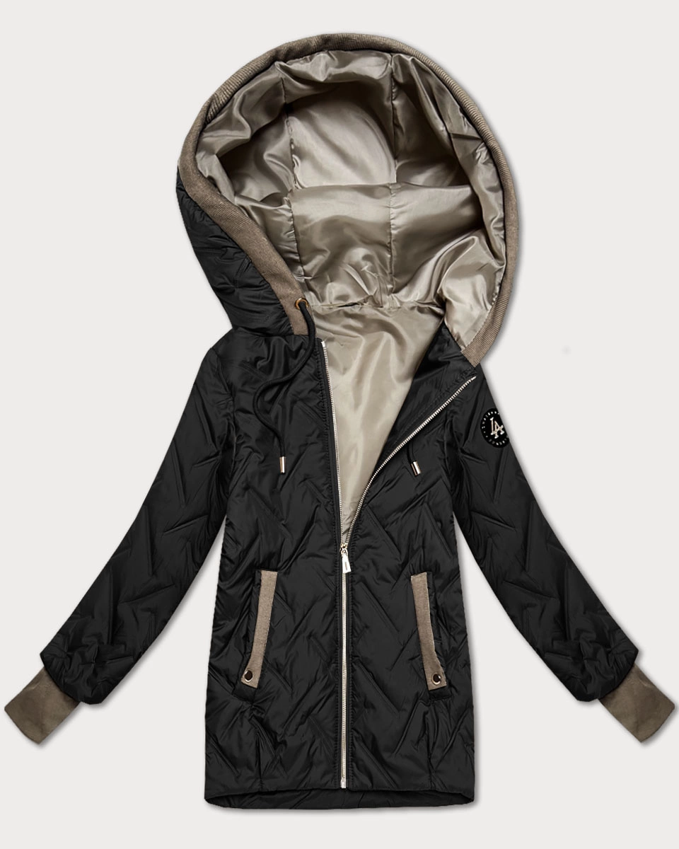 Damska kurtka z dzianinowymi wstawkami S'West czarna (B8561-1)