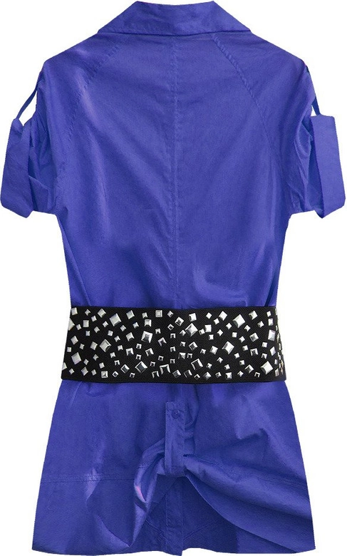 BAWEŁNIANA KOSZULA Z PASKIEM CHABROWA (X1035X)