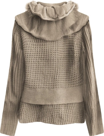 SWETER O GRUBYM SPLOCIE BEŻOWY (1619)