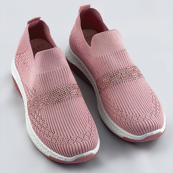 Ażurowe buty damskie z cyrkoniami różowe (c1057)