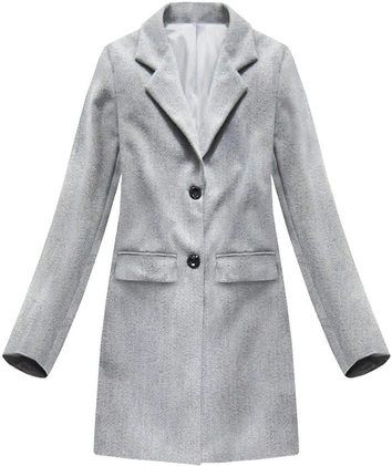 JEDNORZĘDOWY PŁASZCZ Z GUZIKAMI JASNOSZARY (0760)