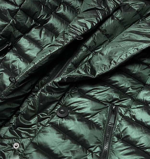 Kurtka damska z futrzanym kołnierzem ciemnozielona (j9-008)