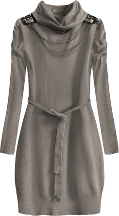 DŁUGI SWETER Z GOLFEM KAKAOWY (1134)