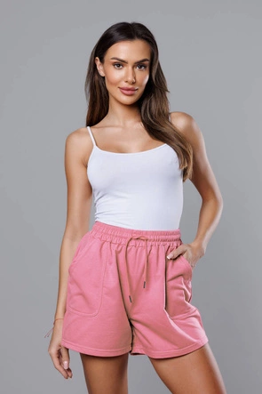 Dresowe spodenki damskie łososiowe (8K950-38)