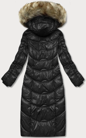 Lekka długa kurtka damska czarna (H-203)