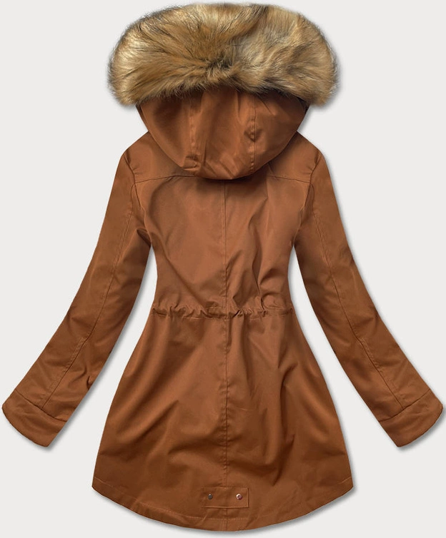 Parka zimowa damska karmel-beż (m-21356)