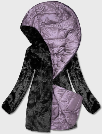 Dwustronna kurtka futro damska fioletowa (b8053-51)