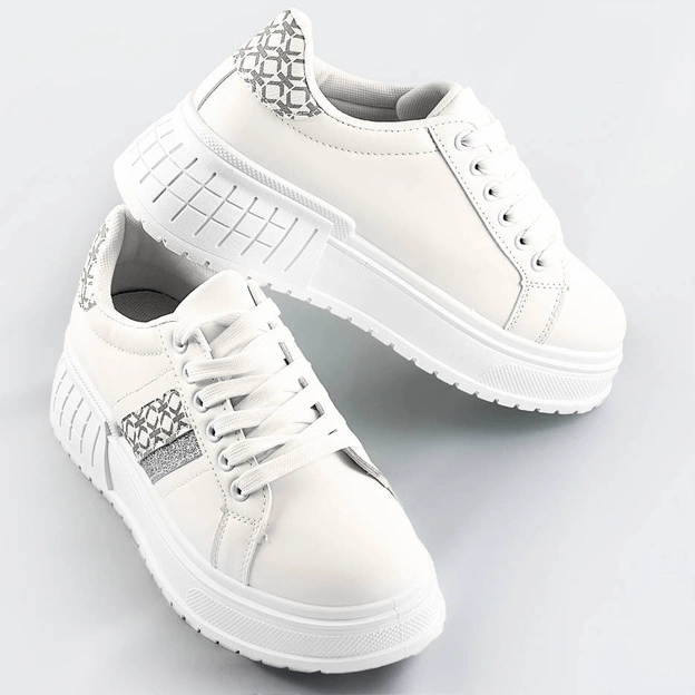 Sneakersy na grubej podeszwie białe (ad-576)