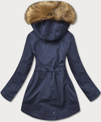 Parka zimowa damska granat-beż (m-21356)
