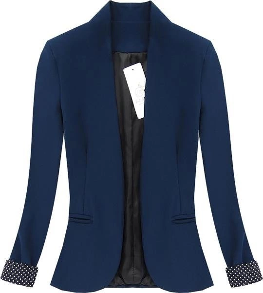 GRANATOWA MARYNARKA Z MANKIETAMI W GROCHY (0969)