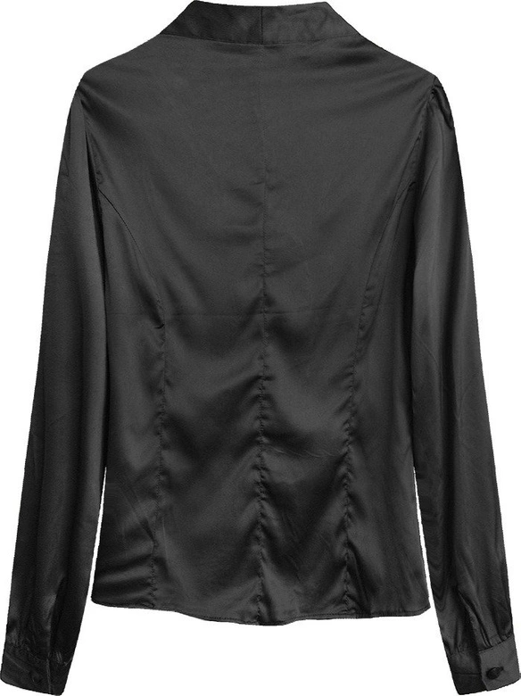 SATYNOWA KOSZULA Z WIĄZANĄ STÓJKĄ CZARNA (1064)