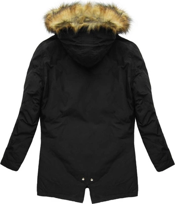 PARKA ZIMOWA Z PUCHEM NATURALNYM CZARNA (5016)