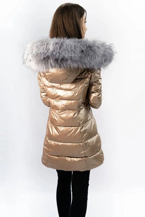 DAMSKA BŁYSZCZĄCA KURTKA ZIMOWA ZŁOTA (GWW1939)