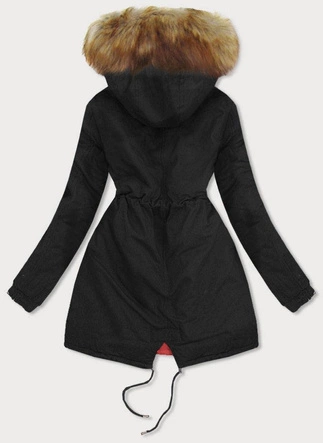 DWUSTRONNA PARKA CZARNA-CZERWONA (B507)