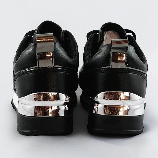 Damskie adidasy na podwyższonej podeszwie czarne (666-20)