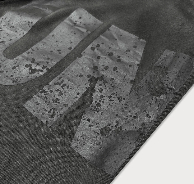 Męskie spodnie dresowe z nadrukiem ciemny szary (8K191)