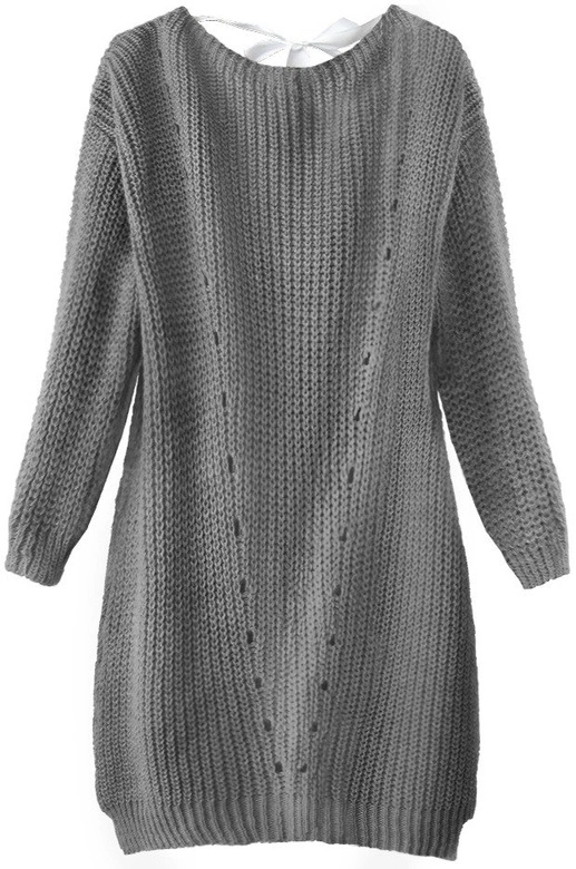 SWETER Z DEKOLTEM NA PLECACH SZARY (191ART)