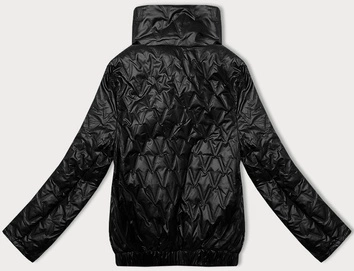 Krótka kurtka damska ze ściągaczem na dole S'West czarna (B8359-1)