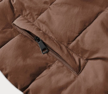 ASYMETRYCZNA KURTKA DAMSKA OVERSIZE KARMELOWA (1535)