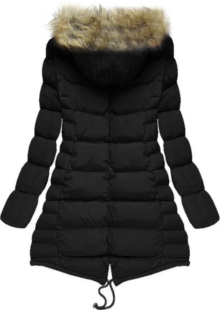 ASYMETRYCZNA KURTKA Z KAPTUREM CZARNA (W815)