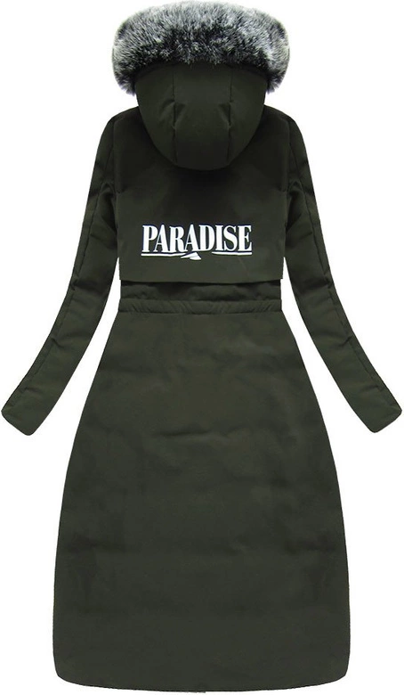 PŁASZCZ DAMSKI ZIMOWY Z PUCHEM NATURALNYM KHAKI (X7087X)