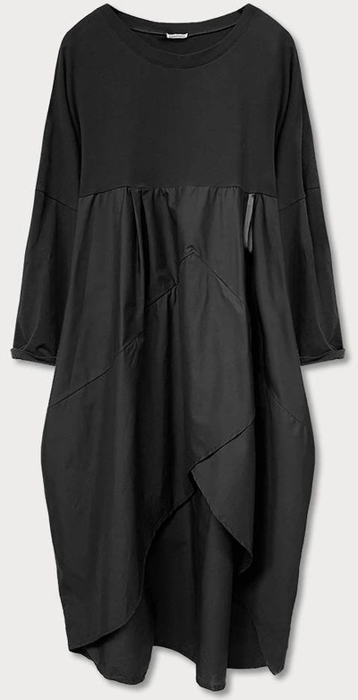 OVERSIZOWA SUKIENKA Z KOPERTOWYM DOŁEM CZARNA (675ART)