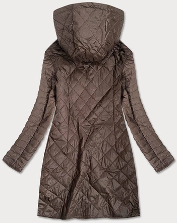 PIKOWANA KURTKA DAMSKA Z KAPTUREM BRĄZOWA (Q359#)
