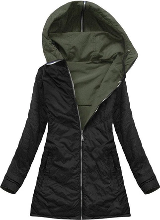 DWUSTRONNA KURTKA Z KAPTUREM KHAKI (W640)