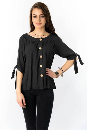 KRÓTKA BLUZKA Z GUZIKAMI CZARNA (252ART)