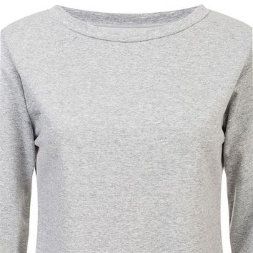 BLUZA Z APLIKACJĄ NA RAMIENIU SZARY MELANŻ (1057)