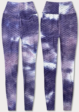 Legginsy z motywem tie dye fioletowe (YW88025)