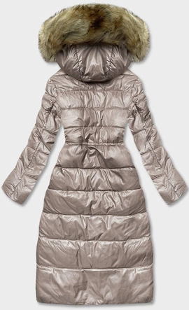 Pikowana długa kurtka damska camel (H-201)