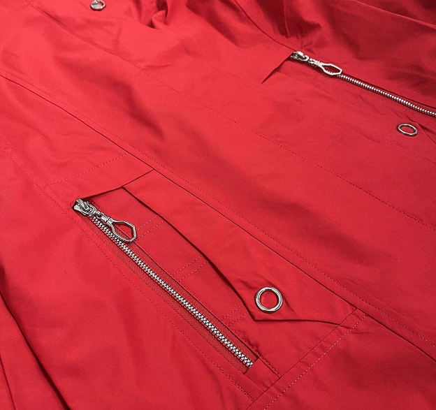 KURTKA DAMSKA WIATRÓWKA Z PODSZEWKĄ CZERWONA (7707)