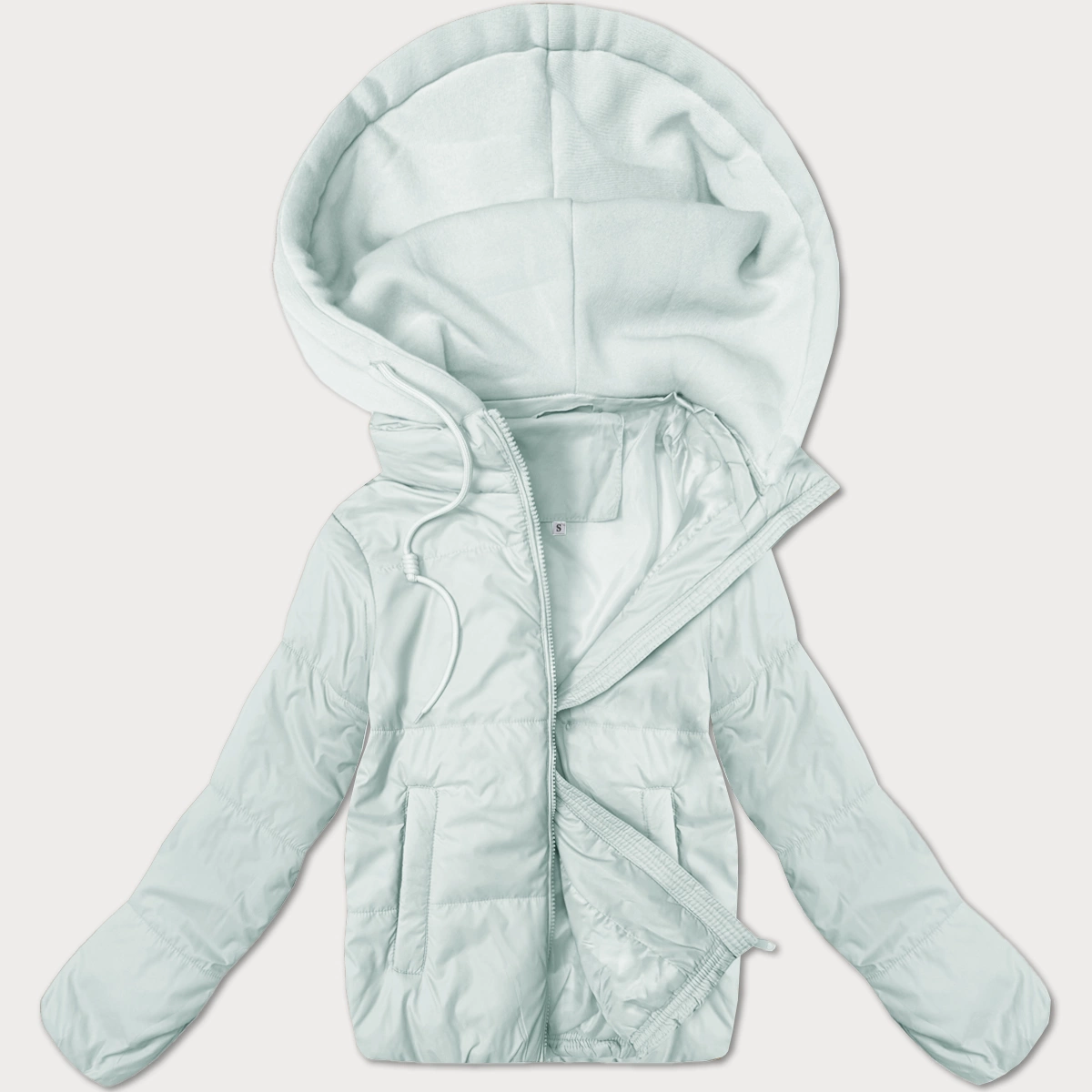 Krótka kurtka damska z dzianinowym kapturem J Style jasna pistacja (16M9236-176)