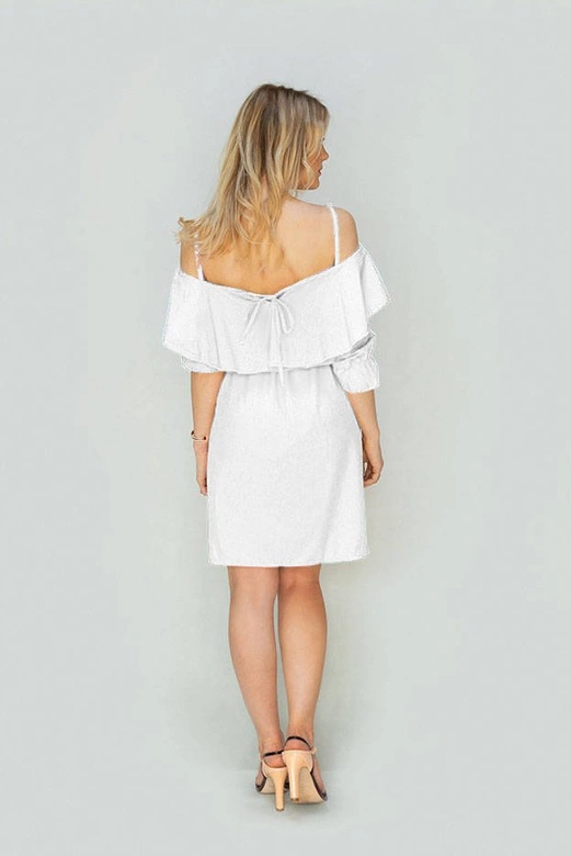 SUKIENKA HISZPANKA Z WIĄZANYM DEKOLTEM BIAŁA (348ART)