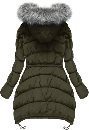 PIKOWANA KURTKA Z KAPTUREM KHAKI (W502-1)