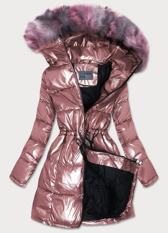 METALICZNA KURTKA ZIMOWA DAMSKA RÓŻOWA (B9528)