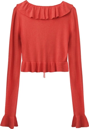 KRÓTKI WIĄZANY SWETEREK KORALOWY (1578)