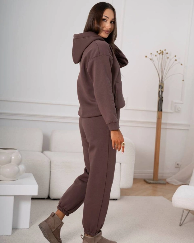 Bawełniany gruby dres damski czekoladowy (82143)