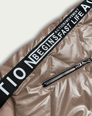 BEZRĘKAWNIK DAMSKI Z OZDOBNYMI TAŚMAMI KAKAOWY (B8011-12)