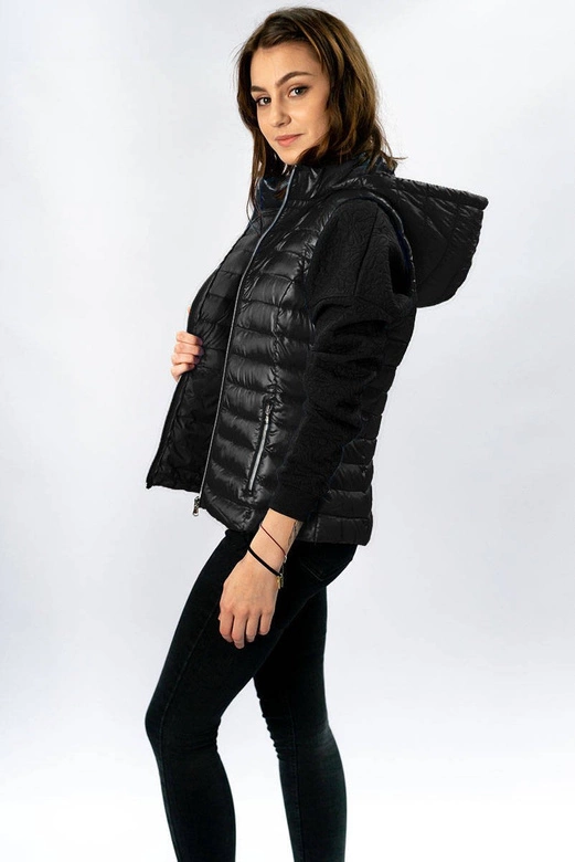 PIKOWANY BŁYSZCZĄCY BEZRĘKAWNIK DAMSKI CZARNY (7000)